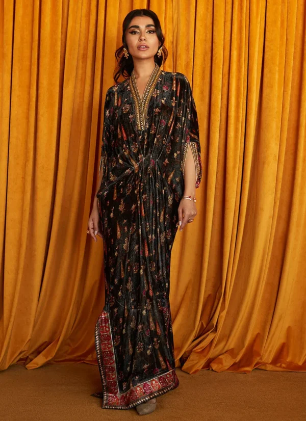 Marilyn Printed Velvet Kaftan – Farah Talib Aziz